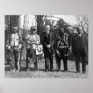 Calvin Coolidge mit Osage-Ureinwohner-Fotografie Poster