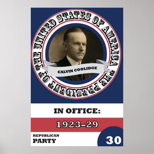Calvin Coolidge Presidential History Retro Poster (Vorne)