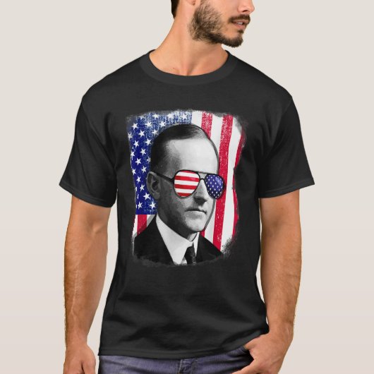 Calvin Coolidge US-Flagge 4. Juli T-Shirt (Vorderseite)