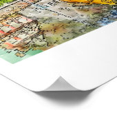 Calw Germany Art Travel Watercolor Hand Drawing Poster (Ecke)