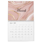 Calwndar 2024 rosa Marmormuster mit Gold Kalender (Mär 2027)
