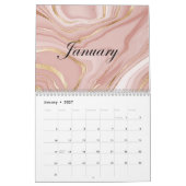 Calwndar 2024 rosa Marmormuster mit Gold Kalender (Jan 2027)