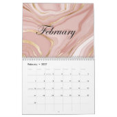 Calwndar 2024 rosa Marmormuster mit Gold Kalender (Feb 2027)