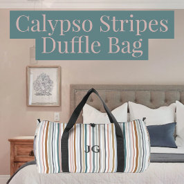Calypso Stripes Aquamarin Pink Grau Tan Blau Duffle Bag