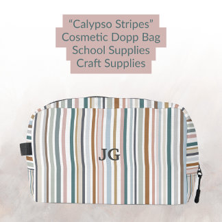 Calypso Stripes Aquamarin Pink Grau Tan Blau Waschbeutel