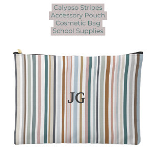 Calypso Stripes Aquamarin Pink Grau Tan Blau Zubehörtasche