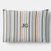 Calypso Stripes Aquamarin Pink Grau Tan Blau Zubehörtasche (Vorderseite)