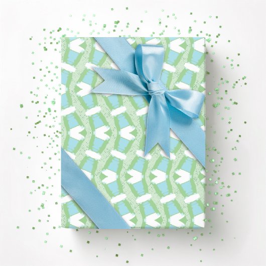 Calypso Wavy Stripe in Light Green and Aqua Geschenkpapier