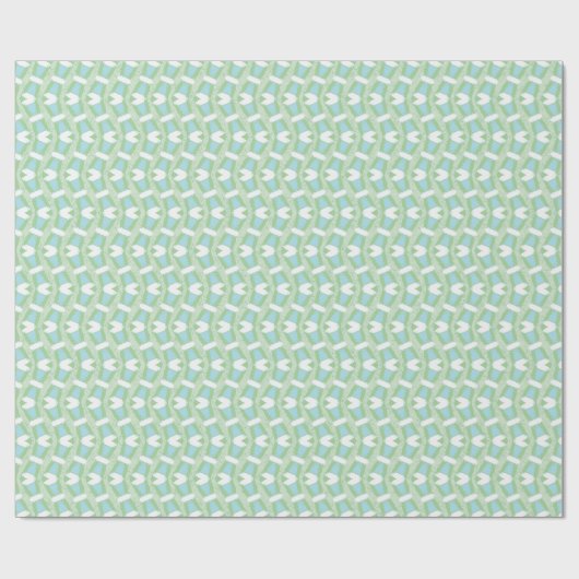 Calypso Wavy Stripe in Light Green and Aqua Geschenkpapier (Flach)