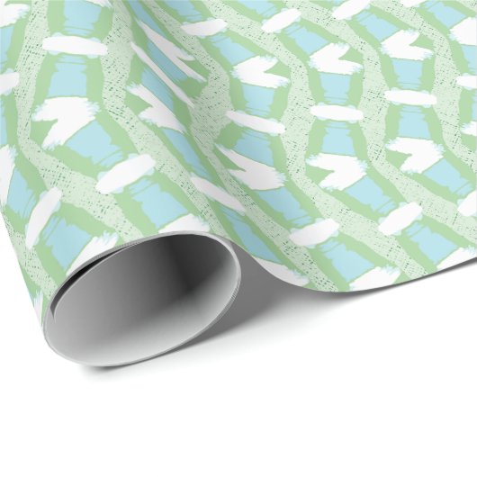 Calypso Wavy Stripe in Light Green and Aqua Geschenkpapier (Rolleneckpunkt)