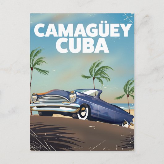 Camagüey Kuba Vintage Reiseplakat Postkarte (Vorderseite)