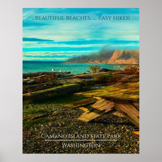 Camano Island Staat Park Editable Text and Foto Poster (Vorne)
