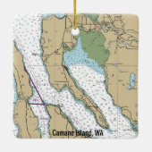 Camano Island WA Chart Keramikornament (Rückseite)
