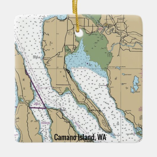 Camano Island WA Chart Keramikornament (Vorderseite)