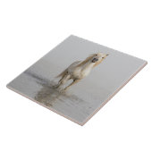 Camargue Horse im Wasser Fliese (Seite)