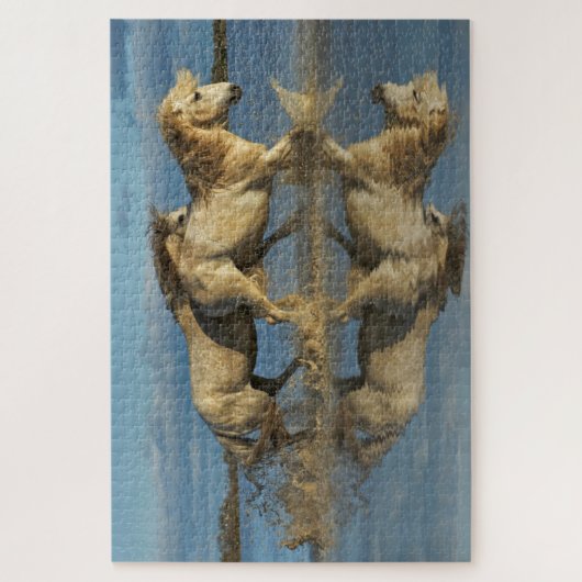 Camargue Horses and Reflection, Südfrankreich Puzzle (Vertikal)