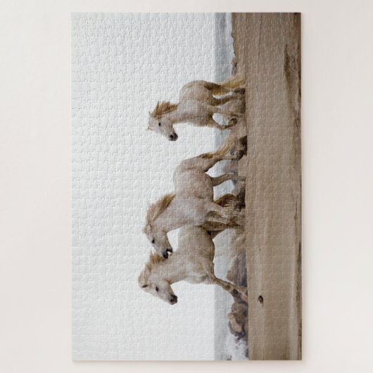 Camargue Pferde laufen am Strand Puzzle (Vertikal)
