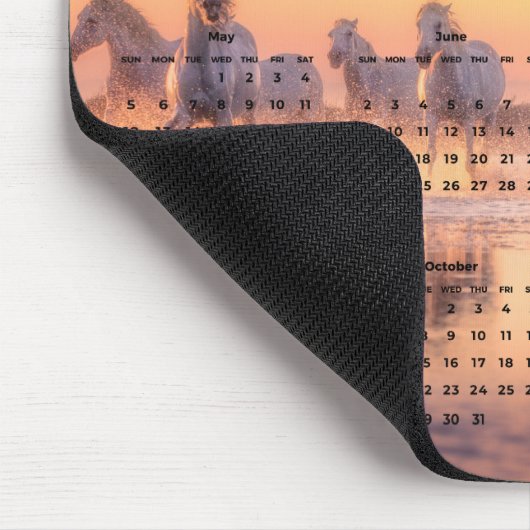 Camargue White Horses in Sunset 2024 Year Calendar Mousepad (Ecke)