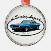 Camaro Blau 1969 Silbernes Ornament (Vorne)