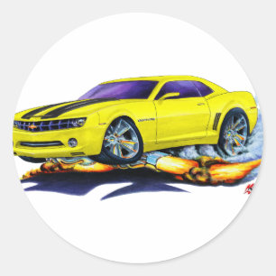 Camaro Gelb-Schwarzes Auto 2010 Runder Aufkleber