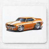 Camaro Orange-Weißes Auto 1969 Mousepad (Vorne)