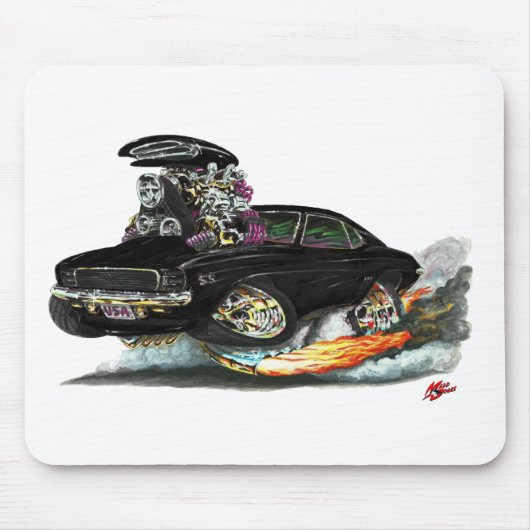 Camaro RS SS schwarzes Auto 1969 Mousepad (Vorne)
