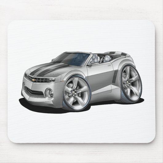 Camaro Silber-Schwarzes Kabriolett 2012 Mousepad (Vorne)