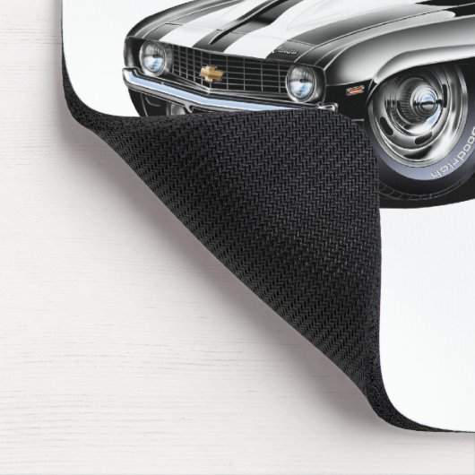 Camaro SS Schwarz-weißes Auto 1969 Mousepad (Ecke)