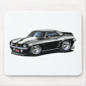 Camaro SS Schwarz-weißes Auto 1969 Mousepad (Vorne)