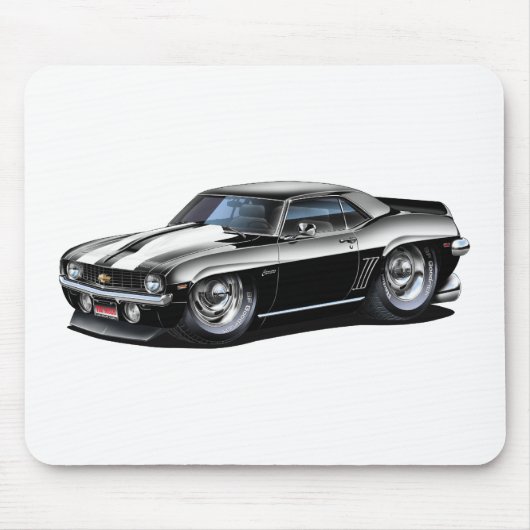 Camaro SS Schwarz-weißes Auto 1969 Mousepad (Vorne)