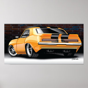 Camaro Straßen-Rod-Illustrations-Plakat 1969 Poster
