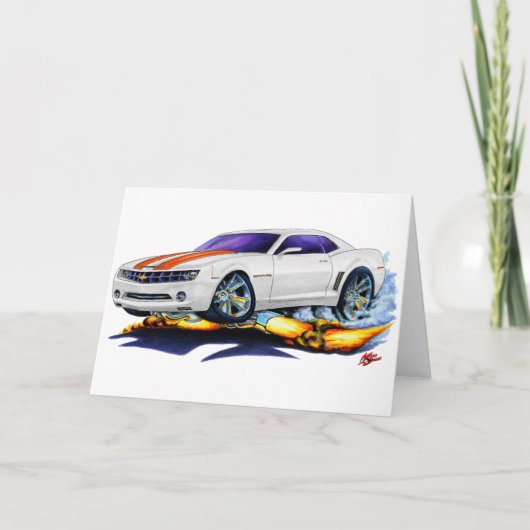 Camaro Weiß-Orange Auto 2010 Karte (Vorderseite)