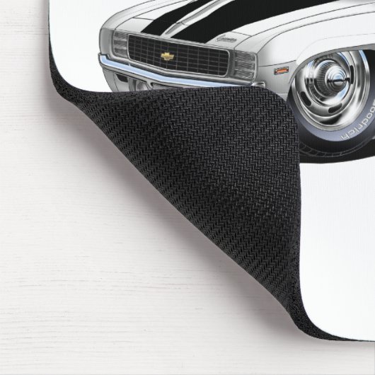 Camaro Weiß-Schwarzes Auto 1969 Mousepad (Ecke)