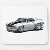 Camaro Weiß-Schwarzes Auto 1969 Mousepad (Vorne)