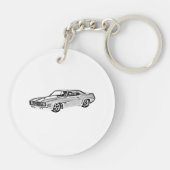 Camaro Z28 zeichnendes Schwarzweiss-Acryl 1969 Schlüsselanhänger (Rückseite)