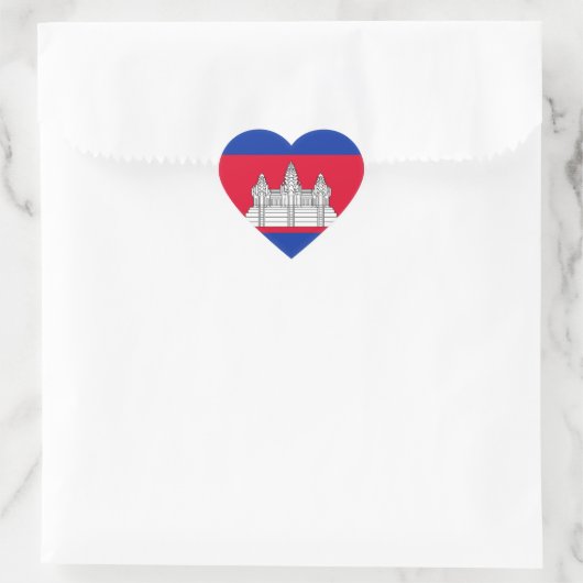 Cambodia Flag Herz-Aufkleber (Tasche)
