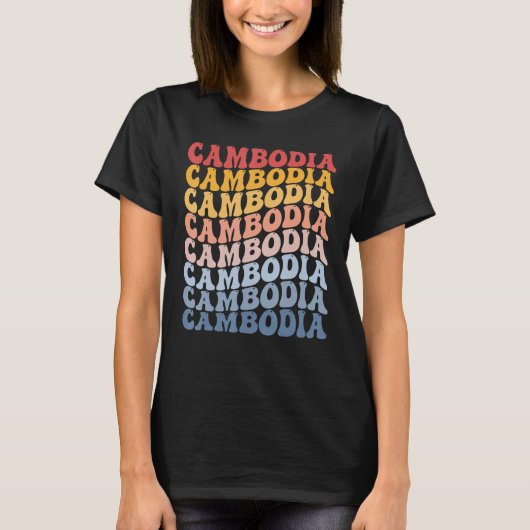 Cambodia Groovy Retro Cambodian T-Shirt (Vorderseite)