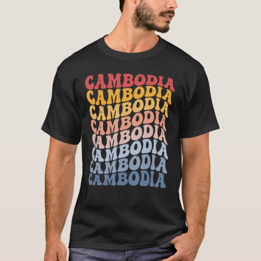 Cambodia Groovy Retro Cambodian T-Shirt (Vorderseite)