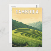Cambodia Illustration Travel Art Vintag Postkarte (Vorne/Hinten)