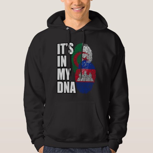 Cambodian And Algerian Mix DNA Flag Heritage Hoodie (Vorderseite)