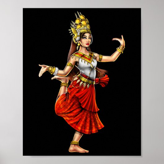 Cambodian Khmer Traditioneller Tanz Girl Apsara Ca Poster (Vorne)