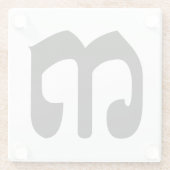 Cambodian Number 3 / Three / ៣ (EIB) Khmer Script Glasuntersetzer (Rückseite)