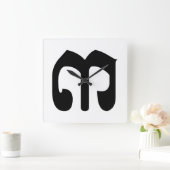 Cambodian Number 3 / Three / ៣ (EIB) Khmer Script Quadratische Wanduhr (Zuhause)