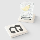 Cambodian Number 3 / Three / ៣ (EIB) Khmer Script Steinuntersetzer (Seitenansicht)