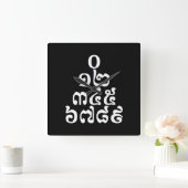 Cambodian Numbers Pyramid - 0 12 345 6789 Khmer Quadratische Wanduhr (Zuhause)