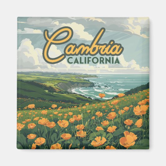 Cambria California Poppies Blume Pazifikküste Magnet (Vorne)