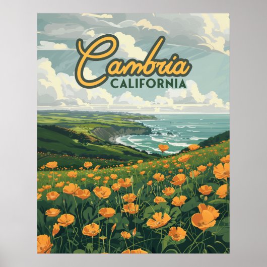 Cambria California Poppies Blume Pazifikküste Poster (Vorne)
