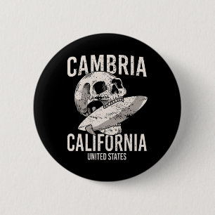 Cambria Kalifornien Ca Surf Totenkopf Vintage Männ Button