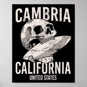 Cambria Kalifornien Ca Surf Totenkopf Vintage Männ Poster