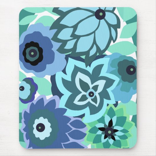 CAMBRIA, KUNST-DEKO MIT BLUMEN: MODISCHER TÜRKIS MOUSEPAD (Vorne)